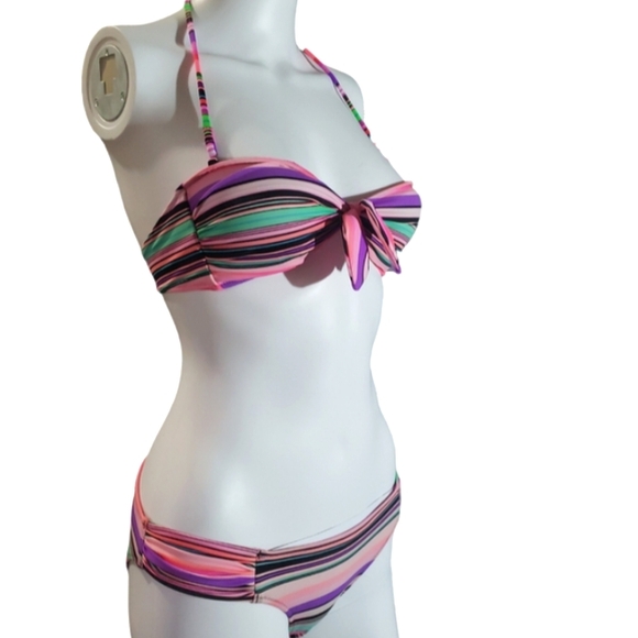 Victoria's Secret Pink Stripe Bikini Swimsuit Women's Size S - Picture 2 of 16
